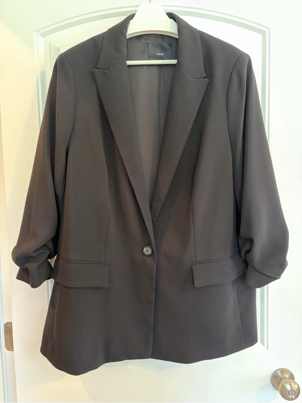 Mango Dark Gray Single-Button Women's Blazer